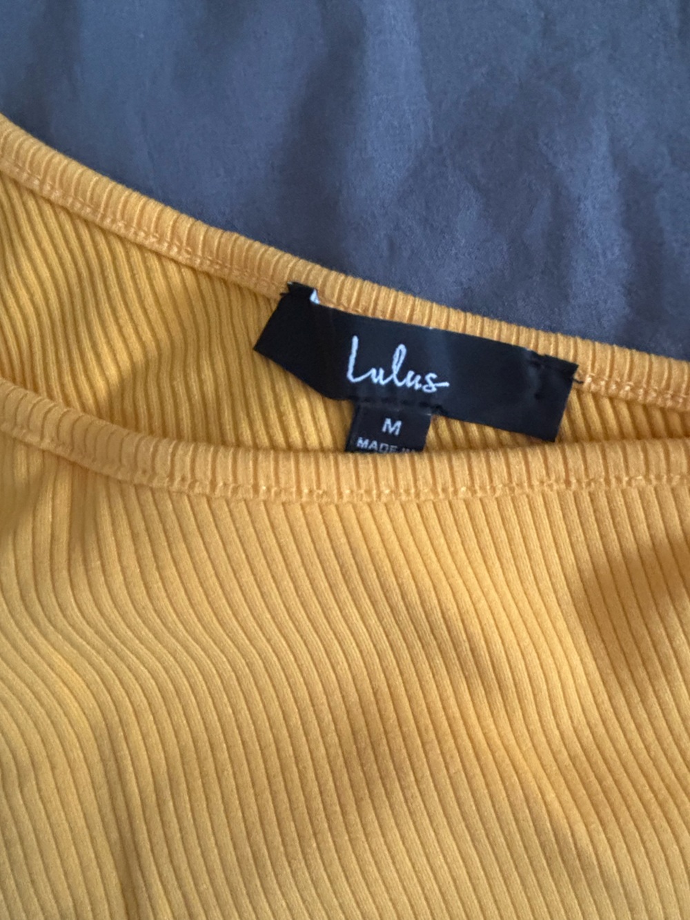 Lulu's Mustard Yellow Ribbed One-Shoulder Top - Picture 2 of 8